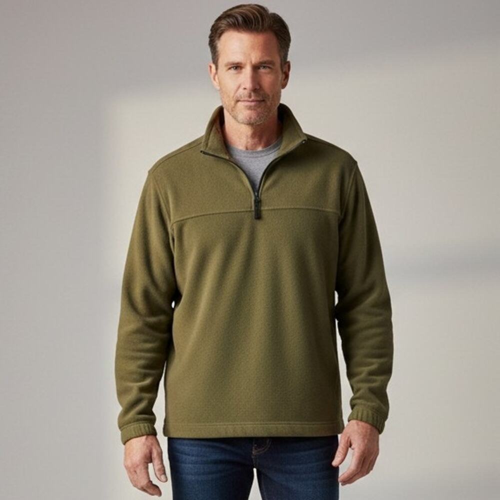 Saddlebred Sweatshirt Sweater Mens Size Medium Green 1/4 Zip Fleece Pullover